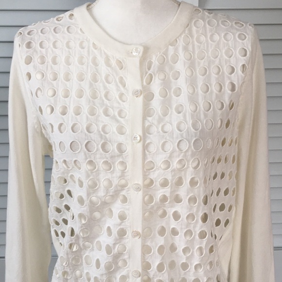 Vince Camuto Cardigan With Large Eyelet Detail - Picture 2 of 5